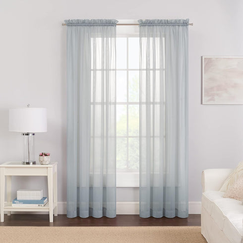 Pairs to Go Victoria Voile Modern Sheer Rod Pocket Window Curtains for Living Room (2 Panels), 59 in x 63 in, Grey, 2 Count...