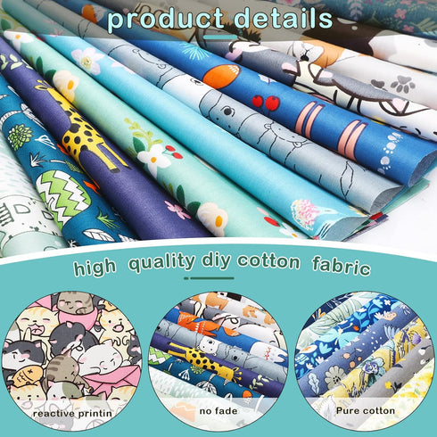 40 Pcs 10 x 10 Inches Cotton Fabric Bundle Squares Precut Fabric Squares Multi Color Floral Fat Squares Sheets for Kids DIY Craft Quilting Sewing ...