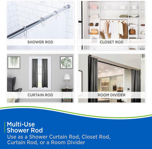 Kenney KN609C/10 Twist & Fit No Tools Camlock Tension Easy Install Shower Curtain Rod with Non-Slip, Non-Scratch Ends, 42-72" Adjustable Length, W...
