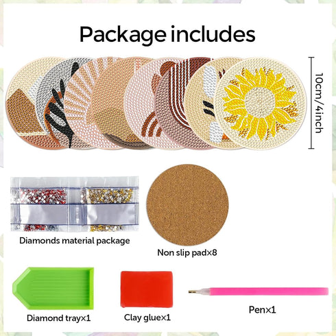 DOTSOPS 8 Pcs Abstract Landscape Diamond Painting Coasters - Diamond Art Coasters for Beginners Adults & Beginners Diamond Art Kits for Adults Cra...