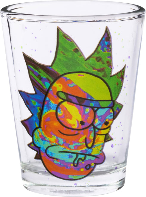 Silver Buffalo Rick and Morty Colorful Abstract Faces 4 Pack Mini Glass Set, 1.5 Ounces...
