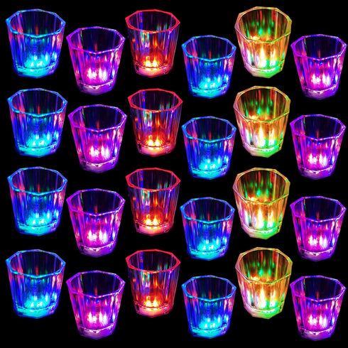 Esdabem Light Up Shot Glasses Set of 24 Party Favors Adults Funny Shot Glasses Led Shot Glasse Glow in the Dark Party Shot Glass Party Cups Decora...