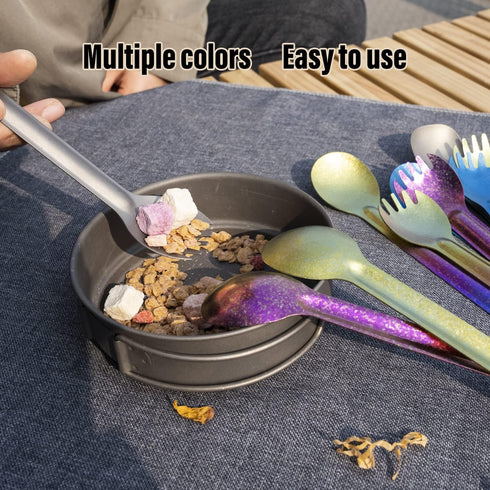 TiTo Titanium Long Handle Spork and Spoon Eco-Friendly Ultralight Portabale Flatware for Outdoor Camping Backpacking Hiking Travel Picnic Tablewar...