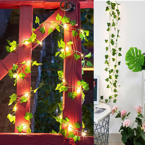 Green Ivy Leaves Fairy String Lights, 26.3FT 80LED Vine String Lights USB Powered with 8 Modes, IP65 Waterproof LED String Lights, Hanging Ivy Lig...