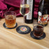 MECOWON Music Coasters with Vinyl Record Player Holder, Set of 6 Drink Coasters for Music Lovers...