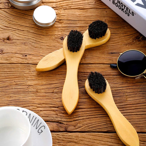 Jovitec 3 Pieces Shoe Polish Brush Saddle Soap Horsehair Applicator Brush Shoe Shine Clean Dauber Brush for Leather Boot Bag Cleaning...