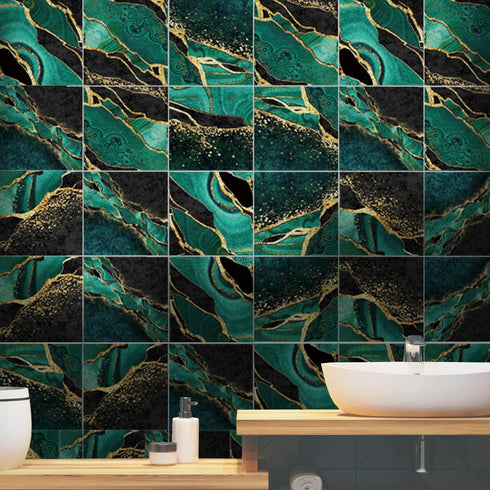 funlife 10Pcs Peel and Stick Kitchen Backsplash, Water Resistant Tile Stickers, Retro Wall Decals for Home Bathroom Laundry Room Decor, 7.87"x7.87...