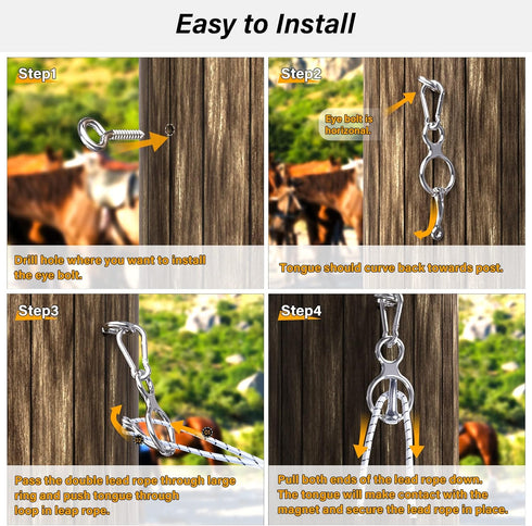 Horse Tie Ring, Horse tack and Supplies, Safe Horse Accessories,Horse Training Equipment with Eye Bolt,Quick snap,Humane Way Tie Ring,Prevent Hors...