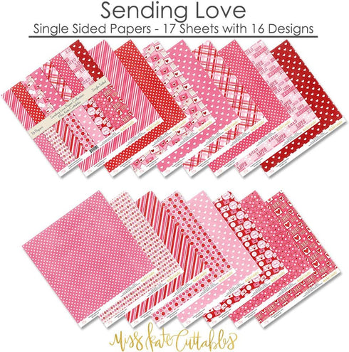 Pattern Paper Pack - Sending Love - Scrapbook Premium Specialty Paper Single-Sided 12"x12" Collection Includes 16 Sheets - by Miss Kate Cuttables...