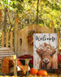 Welcome Fall Garden Flags for Outside Decorations, Thanksgiving Highland Cow with Flowers Maple Leaves Small Yard Flag, Harvest Autumn Seasonal Fa...