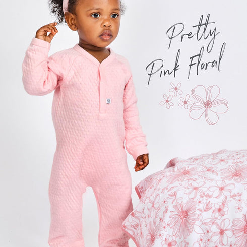 HonestBaby Light Weight Reversible Quilted Blanket, Sketchy Floral Pink, One Size...