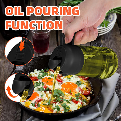 16oz Olive Oil Dispenser for Kitchen - 2 in 1 Olive Oil Dispenser and Oil Sprayer - Olive Oil Dispenser Bottle w/Stickers - Olive Oil Sprayer for ...