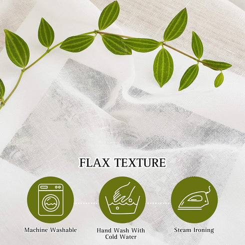 NICETOWN Linen Curtains Semi Sheer Bedroom Window Curtains, Grommet Casual 72" Long Thick Semitransparent Flax Sheer Window Treatment Privacy for ...