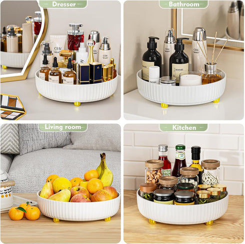 Bathroom Organizers and Storage,Rotating Makeup Organizer Tray for Perfume,Skincare,Cosmetics and Bathroom Storage,Lazy susan organizer,White...