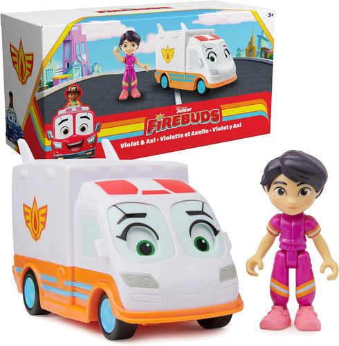 Disney Junior Firebuds, Violet and Axl, Action Figure and Ambulance Toy with Interactive Eye Movement, Kids Toys for Boys and Girls Ages 3 and up...