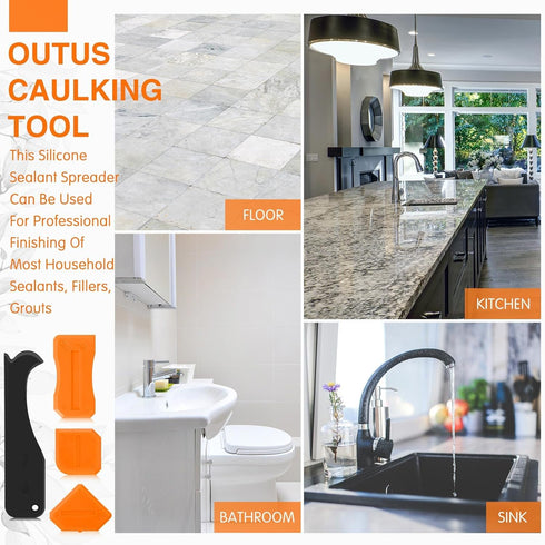 4 Pieces Silicone Caulking Tool Set Sealant Finishing Tool Grout Scraper Caulking Removal Tool for Kitchen Bathroom Floor Sink Joint Sealant Seali...