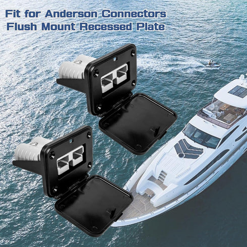 2Pcs 120A Plug Mounting Panel for Anderson Connectors, Mount Bracket Panel Plug with Dust Cover, Battery Quick Connect/Disconnect Connector Mounti...
