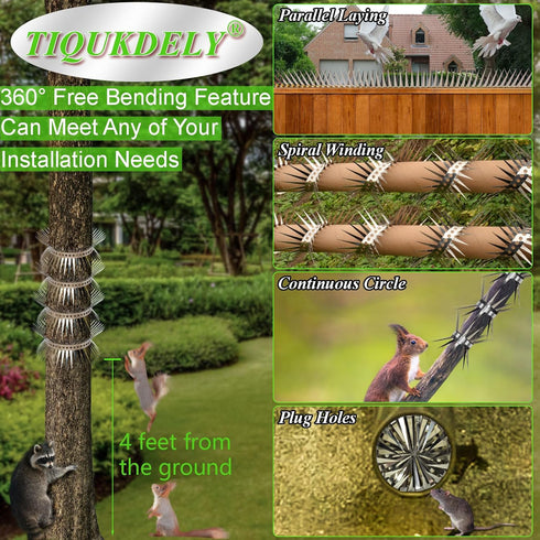 Bird Spikes, Squirrel Spikes for Bird Feeder Pole Arbitrary Bending and Winding Properties Avoided Raccoons and Squirrels Climbing Fences. (Size 4...