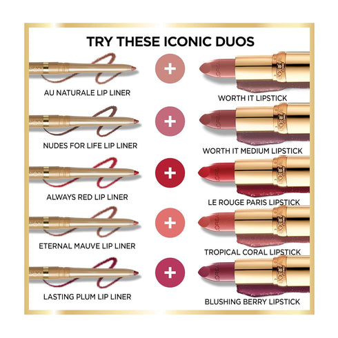 L’Oréal Paris Colour Riche Satin Lipstick for Moisturized Lips,Lip Makeup with Argan Oil and Vitamin E,Worth It,0.13 Oz...