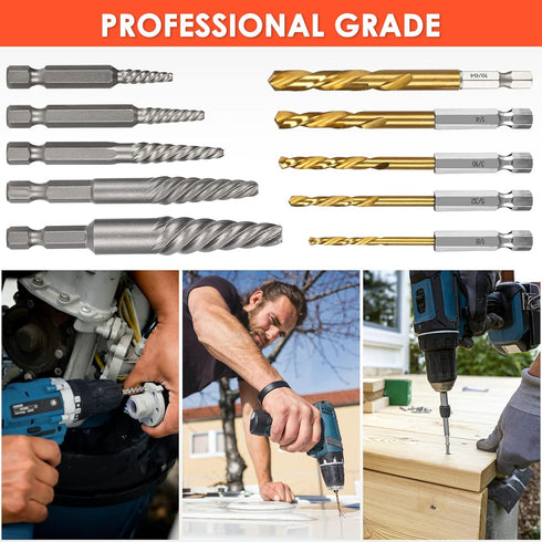 THINKWORK Easy Out Screw Extractor Set, Broken Bolt Extractor Kit, Easy Out Bolt Extractor Set & Left Hand Drill Bit Set for Removing Stripped Scr...