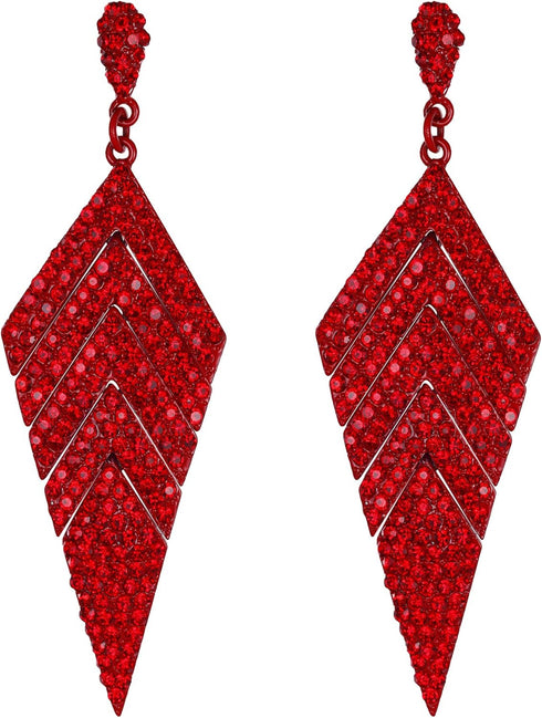 EVER FAITH Women's Crystal Elegant Vintage Banquet Multi-layered Rhombus Dangle Pierced Earrings...