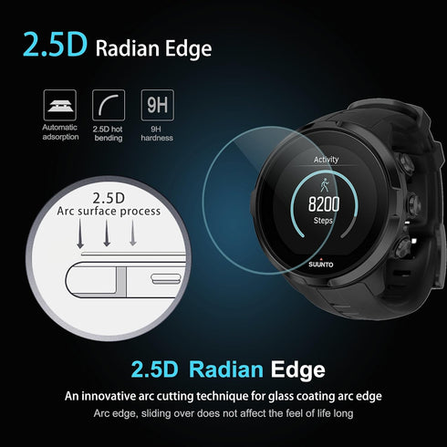 Diruite 3-Pack for Suunto Spartan Sport Tempered Glass Screen Protector, 2.5D 9H Hardness Ultra-Thin Tempered Glass Screen Protective Film [Anti-S...