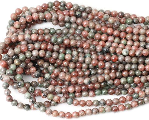 60PCS 6mm Natural Kashgar Garnet Gemstones Round Loose Beads for Jewelry Making 1 Strand 15"...