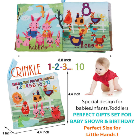 Baby Books Toys Gifts, Touch and Feel Cloth Crinkle Books for Babies,Infant Toddler Baby 0-3-6-12-18 Months, Early Learning Toys 6 to 12 Months 1-...
