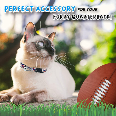NFL CAT Collar Buffalo Bills Satin Cat Collar Football Team Collar for Dogs & Cats. A Shiny & Colorful Cat Collar with Ringing Bell Pendant...