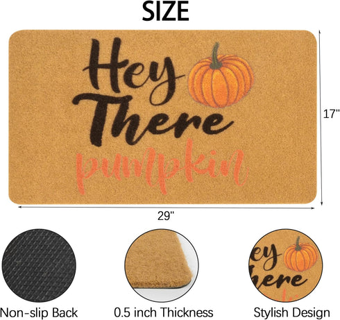 Hello Pumpkin Welcome Doormats Entrance Harvest-Festival Front Door Mat Artificial Coir Fall Doormat Funny Home Decor Doormat 17 x 29 Inch...