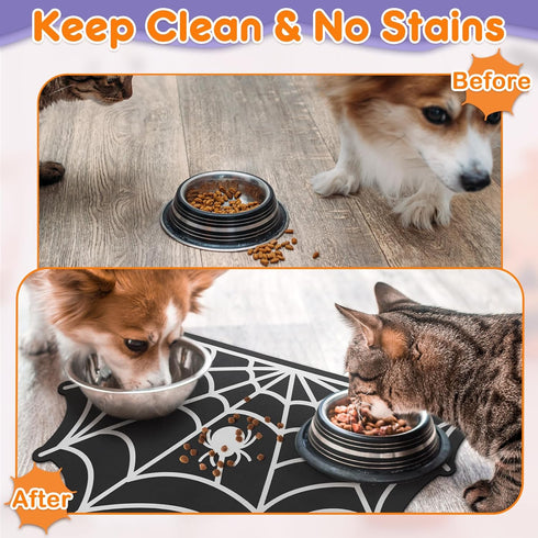 Pet Mats for Food and Water Dog Cat Food Mats Pet Feeding Mat Anti-Slip No Stains Quick Dry Floors Waterproof Placemat for Pet Food Water Bowl Mat...