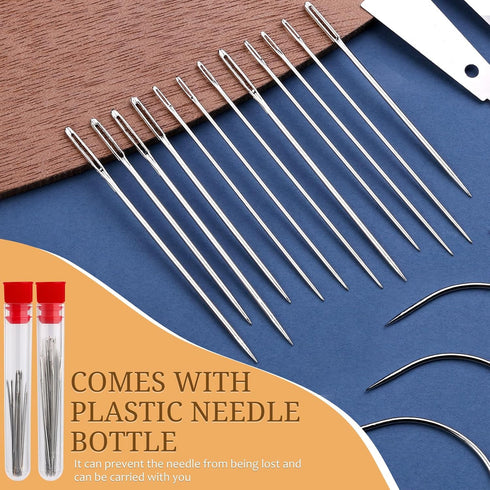 34 PCS Hand Sewing Big Eye Needles, Self Threading Needles for Hand Sewing, 30-Count Assorted Embroidery Needles, Large Eye Embroidery Hand Sewing...