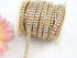 3 Feet 1 Yard 2 Rows Ss16 4mm Close Rhinestone Chain Trims Cup Chain Wedding Cake (Gold+Clear Crystal)...