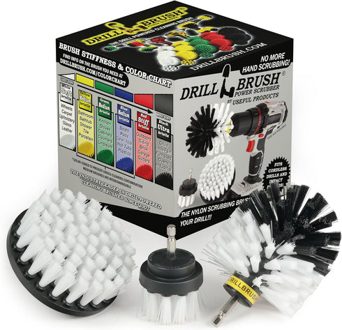 Drillbrush Drill Brush Power Scrubber by Useful Products 3 Piece Drill Brush Cleaning Tool Attachment Kit for Cleaning Furniture, Carpet, Chairs, ...