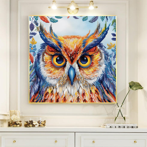 51buyoutgo Owl 11ct Cross Stitch Kits, 11 CT Funny Pre Printed Counted Stamped Cross Stitch Embroidery Needlepoint Needlework Patterns Kits for Be...