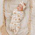 Konssy Baby Girl Newborn Receiving Blanket with Matching Headband and Beanie Set Baby Swaddle Floral Print Nursery Swaddle Wrap...