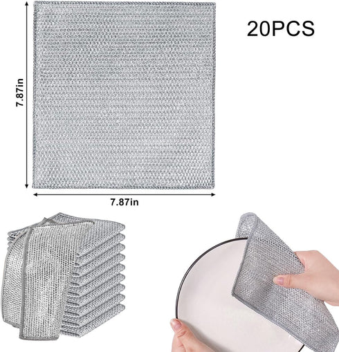22 Pcs Wire Dishcloth Powerful Cleaning Double-Layer Steel Wire Cleaning Cloth Non Scratch Wire Dishcloth Rag for Cookware, Dishes,Sinks, Stove To...