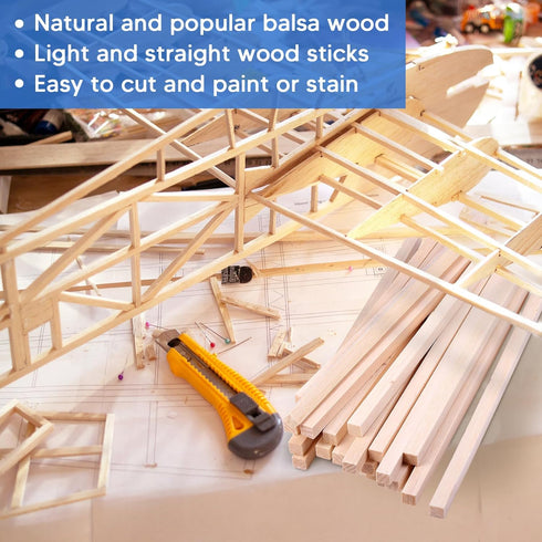 30 Pieces Balsa Wood Sticks 1/2 x 1/2 x 12 Inch Wood Strips Balsa Square Wooden Dowels Hardwood Unfinished Wood Sticks for Crafts DIY Projects Mod...