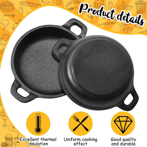 Cast Iron Skillet 5 x 5 x 1.2'' Mini Cast Iron Round Pans Small Cast Iron Ramekin Black Casserole Dish Cast Iron Cookware Oven Safe Mini Skillets ...