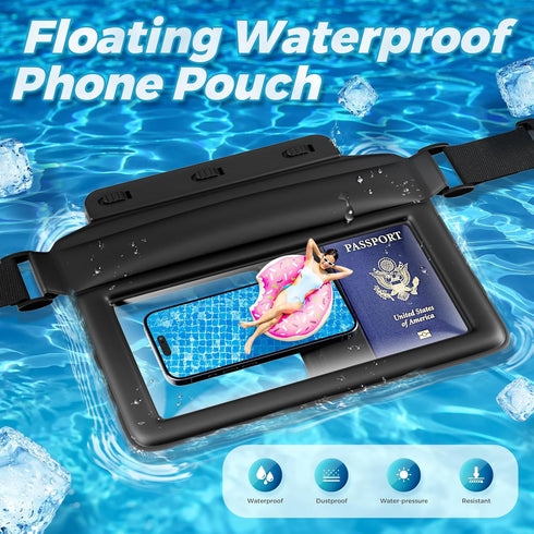 JOTO Floating Waterproof Phone Pouch with Waist Strap, Large Cellphone Dry Bag Fanny Pack for iPhone 15 14 13 Pro Max, Galaxy S24 S23 Ultra and Va...