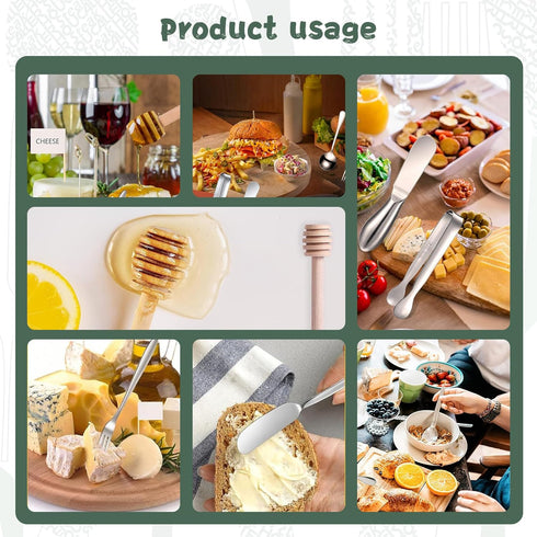 18 Pieces Charcuterie Board Accessories Stainless Steel Cheese Butter Spreader Knives Set Include Mini Serving Tongs, Knives, Spoons, Forks, Honey...