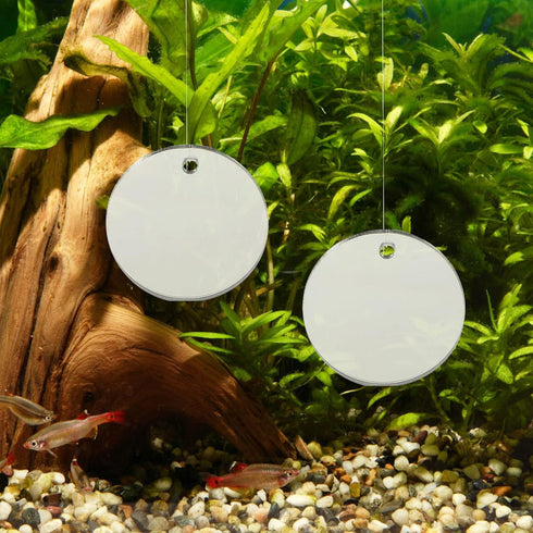 ULTECHNOVO 4Pcs Betta Fish Mirrors Betta Exercise Mirror for Fish Tank Circle Exercise Mirror with Floating Ball for Aquarium Fish Tank -5cm...