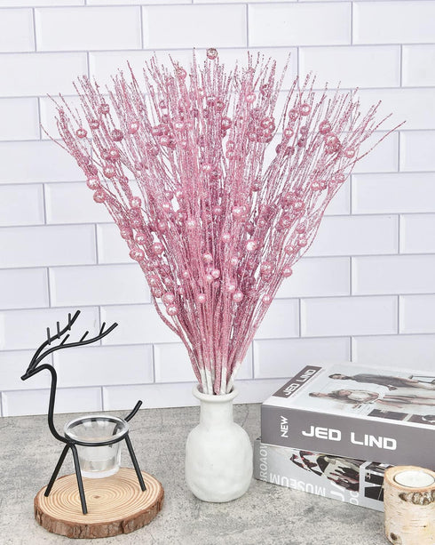 Lvydec 22pcs Christmas Glitter Berries Stems Clearance, 17" Artificial Christmas Picks for Christmas Tree Ornaments, DIY Xmas Wreath, Crafts, Holi...