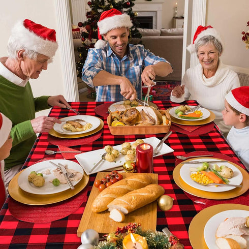 Breling Christmas Buffalo Plaid Table Cover, Red and Black Lumberjack Checkered Tablecloth Xmas Plastic Gingham Table Cover Disposable Tablecloth ...