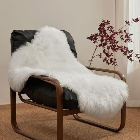 Ashler Faux Fur Rug, Fluffy White Small Sheepskin Rug, Ultra Soft 2x3 Ft Mat, Machine Washable Shag Mats, Nursery Throw for Bed, Living, Kids Room...