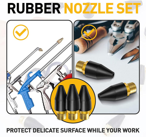 3 Pcs Rubber Air Tool For Air Nozzle Tip, Blow Gun Rubber Tip For Air Tool, Parts Air Nozzle For Air Blow Guns Tool For Air Tool Parts & Accessori...