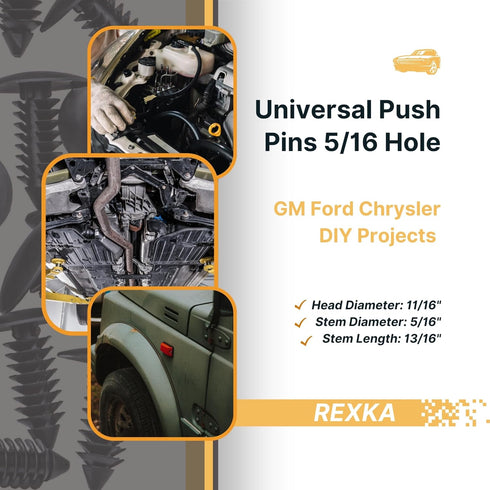 Rexka 50pcs Fender Bumper Shield Fender Liner Push Pin Retainer Clips 6030441 for Jeep Dodge Ram Chrysler...