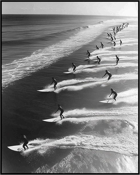 Posterizer 1 pcs-black and white vintage photo style art-surfing at the beach 2-Coastal & Nautical Art-Photography Art-Gift for Nature, Surfers an...