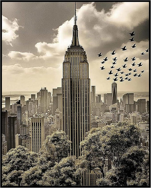 Posterizer 1 pcs-black and white city landscape of skyscrapers-Manhattan 3-Photography Art-Gift for Men Women Teens-Decor for Home & Office- unfra...