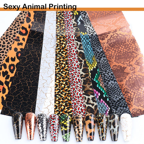 Leopard Print Nail Foil Transfer Sticker Nail Art Supplies Leopard Skin Marble Pattern Nail Foils Nail Art Stickers Holographic Nail Transfer Foil...